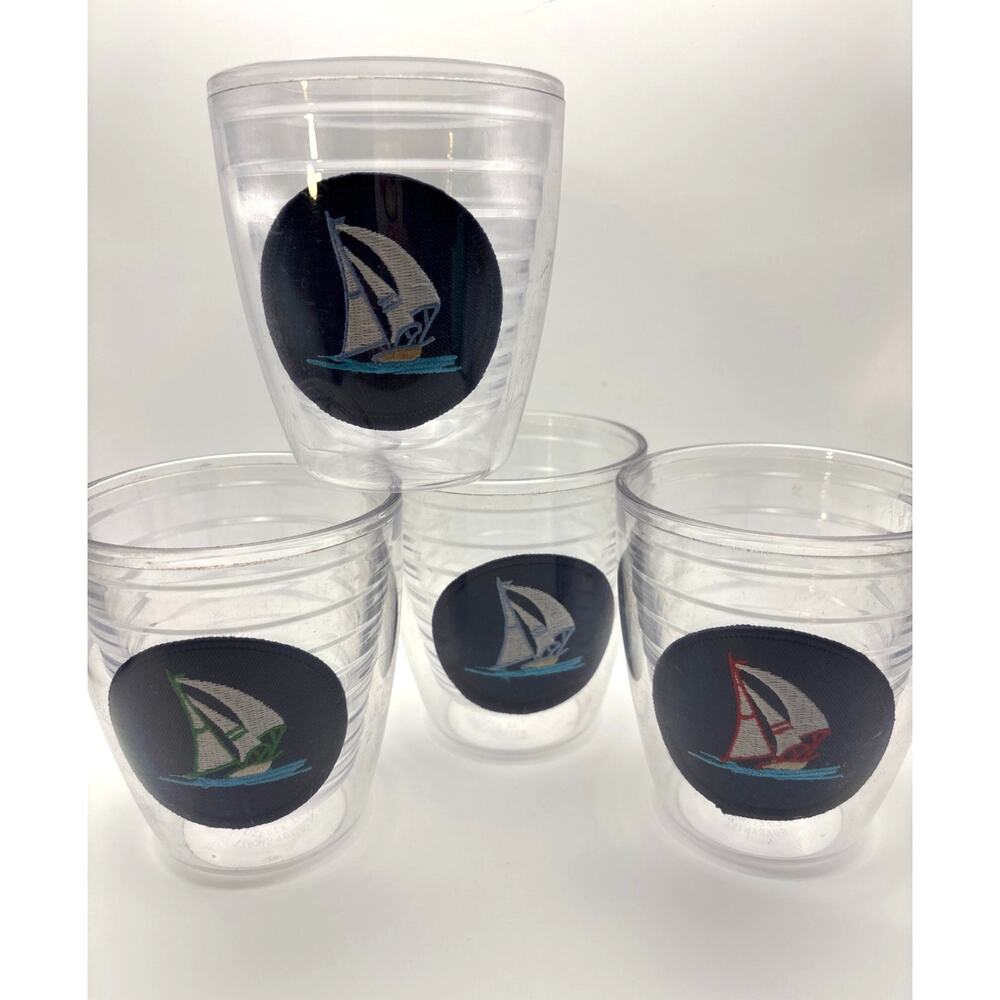 Tervis Tumblers Sailboat Nautical Design Set of Four (4) 12 oz Vintage 1990s
